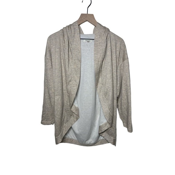Max Studio Women’s Oatmeal Heather Open Front Hooded Cardigan Sweater Size Small - Picture 1 of 10